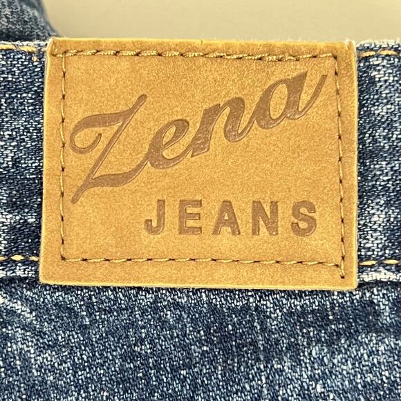 ZENA JEANS Vintage 100% Cotton Button Fly Boot Cut Jeans 12  Highrise Boho Hippy - Picture 9 of 10